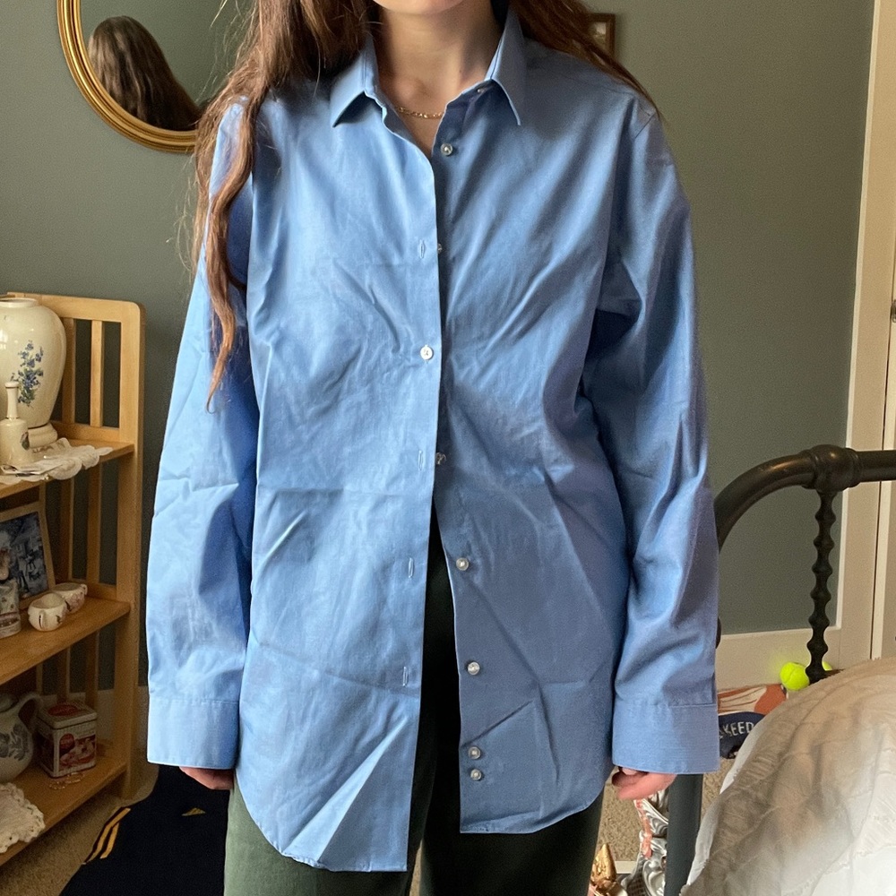 Calvin Klein slim fit performance non iron blue button up shirt